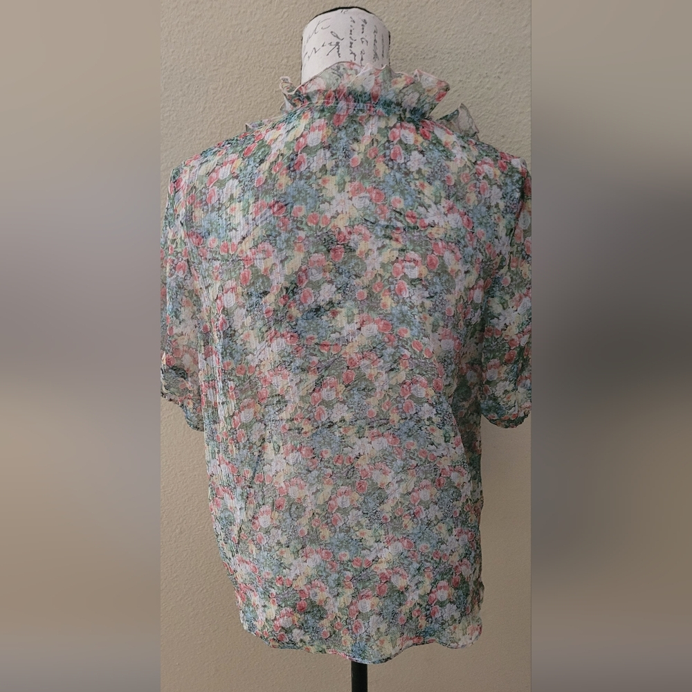 Zara Multicolor Floral Ruffle Blouse - Picture 4 of 4